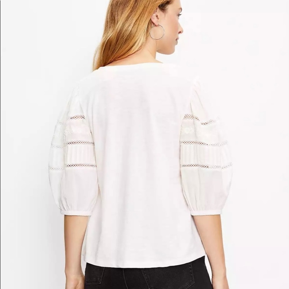 White Laced Peasant Top - Picture 2 of 5